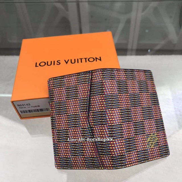 路易威登LV錢包 N63143紅格 2019秋冬款 男女款卡夾 LV新款帆布皮夾卡包 xxlv1913